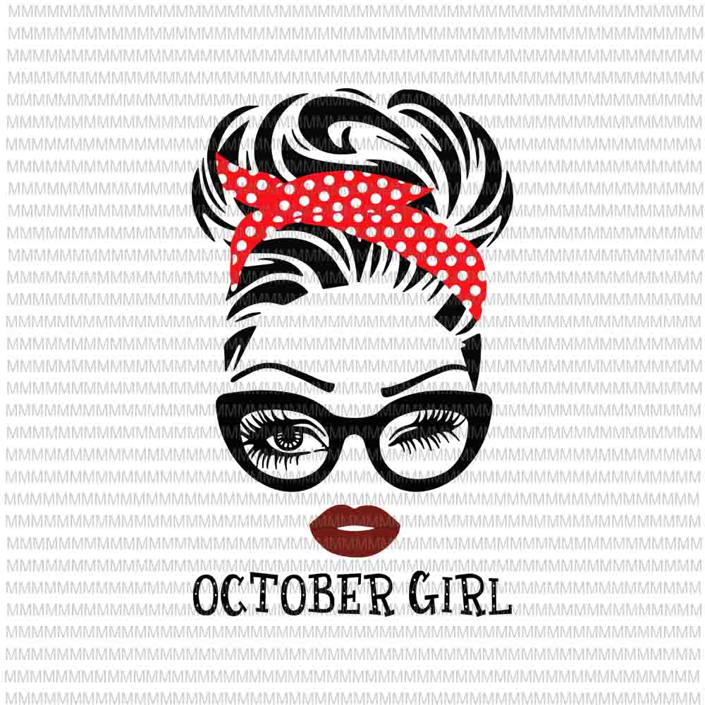 Download October girl svg, face glasses svg, winked eye svg ...