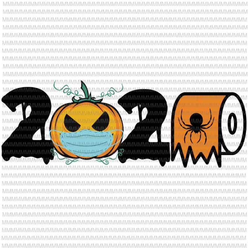 2020 Pumpkin In Mask Toilet Paper svg, Halloween Quarantine svg, funny halloween svg, halloween svg, Svg for Cricut Silhouette