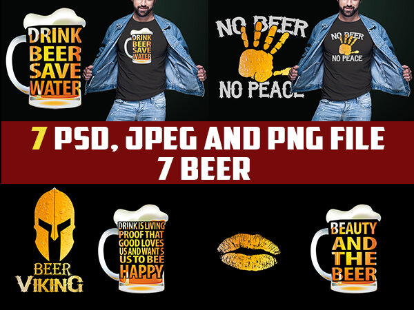 7 beer bundle exclusive edition tshirt designs psd png and jpeg