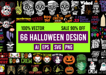 66 Halloween Design Bundle 100% Vector AI, EPS, SVG, PNG Transparent Background