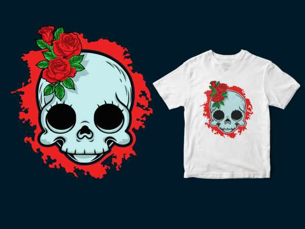 Flower skull, halloween tshirt design