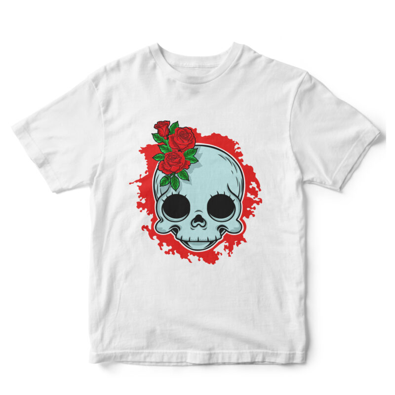 flower skull, halloween tshirt design