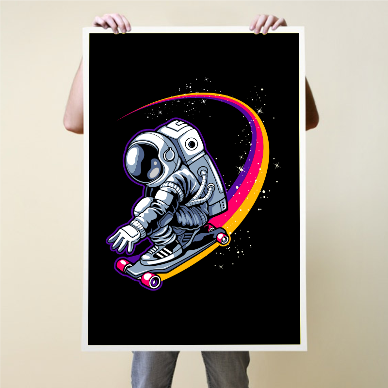 Astronaut with skateboard