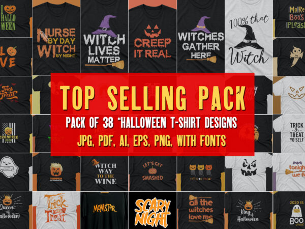 Best bundle | halloween t shirt pack of 38 designs ready to print | commercial use | best offer