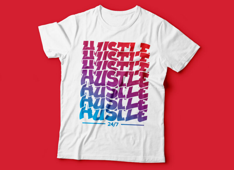 hustle repetitive neon t-shirt design