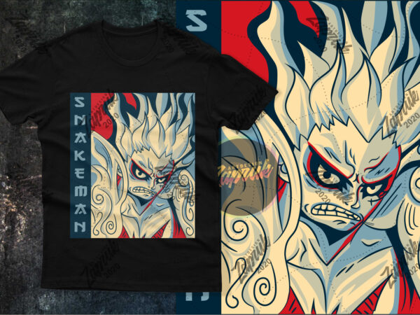 #6 anime series gear 4 luffy snake man tshirt design