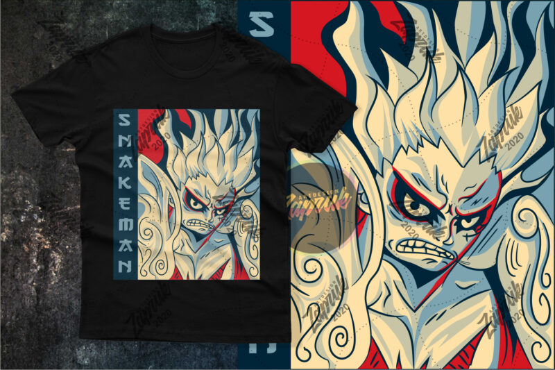 #6 Anime Series Gear 4 Luffy Snake man Tshirt design