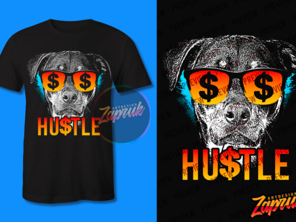 Hustle dog glasses tshirt design png