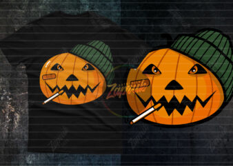 Thug Pumpkin halloween smoke cartoon illustration vector tshirt design