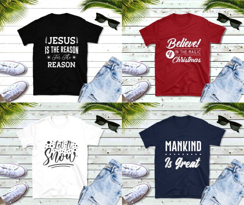 Christmas quotes sayings t-shirt design bundle vector. Handwriting religion and spiritual theme t shirts designs pack collection