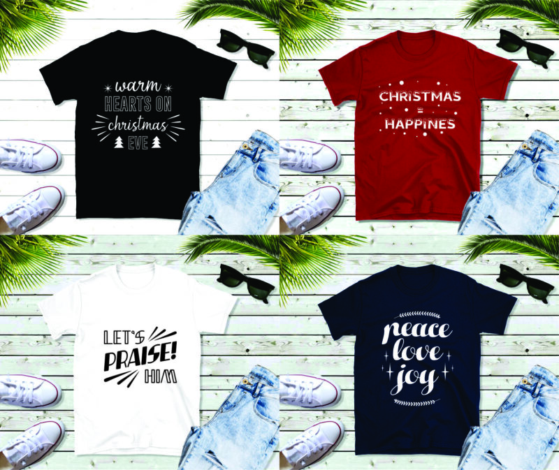 Christmas quotes sayings t-shirt design bundle vector. Handwriting religion and spiritual theme t shirts designs pack collection