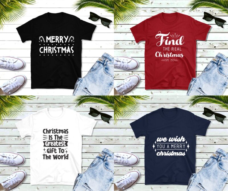 Christmas quotes sayings t-shirt design bundle vector. Handwriting religion and spiritual theme t shirts designs pack collection