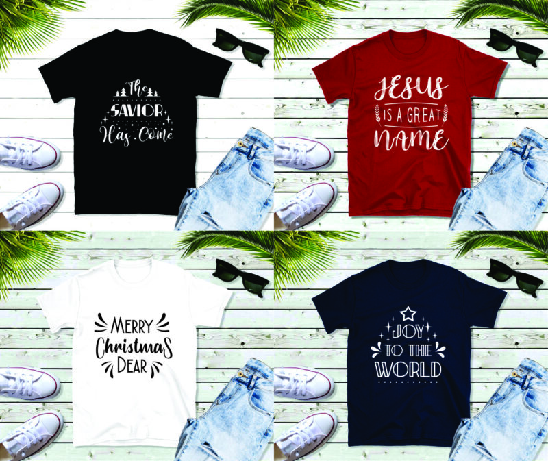 Christmas quotes sayings t-shirt design bundle vector. Handwriting religion and spiritual theme t shirts designs pack collection