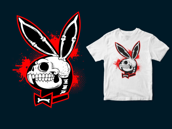 Playskull, funny playboy with skull, halloween tshirt design