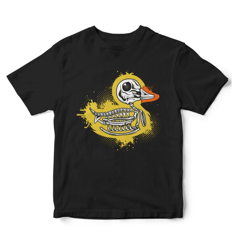 duck skull waterpaint, halloween tshirt design
