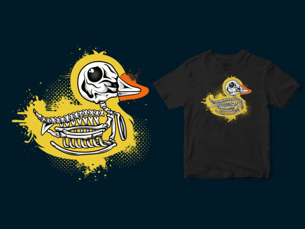 Duck skull waterpaint, halloween tshirt design