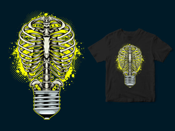 Skull lamp, halloween tshirt design