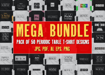 50 Periodic table t shirt designs with jpg, png, pdf, eps, ai files ready to print