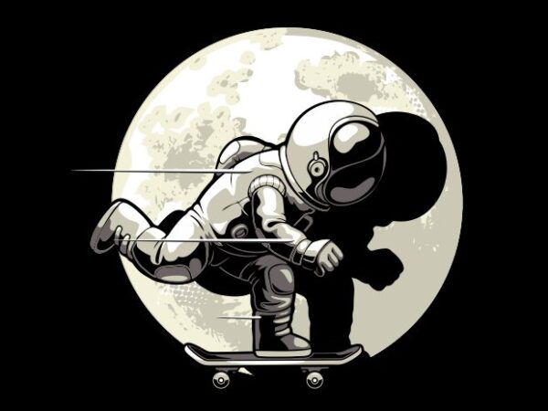 Astronaut and skateboard t shirt vector