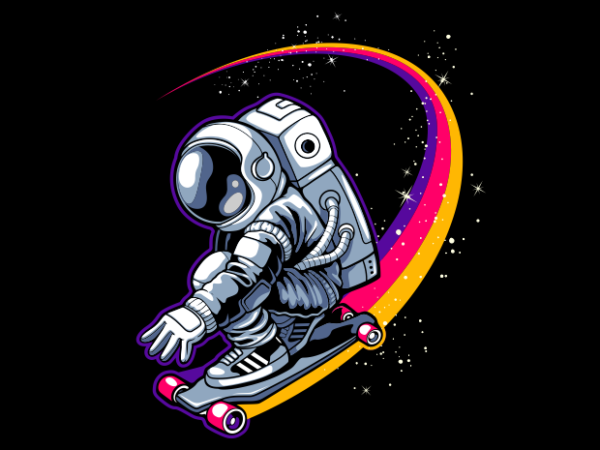 Astronaut with skateboard t shirt vector
