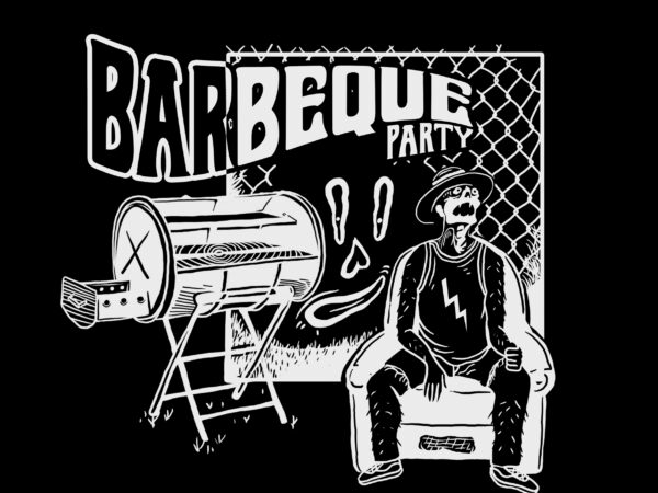 Black and white artwork barbeque for sale t shirt template