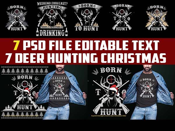 7 deer hunting tshirt designs and christmas bundle png psd file editable texts layer 7 deer hunting tshirt designs and christmas bundle png psd file editable texts layer
