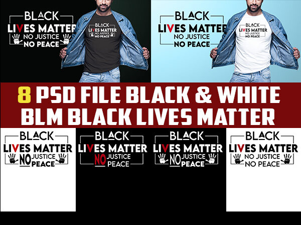 8 blm black lives matter white and black png, jpeg and psd file editable text