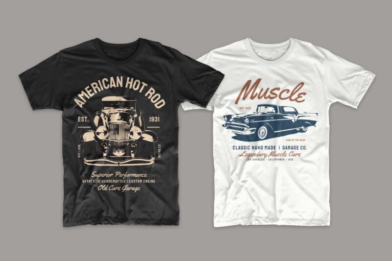 Car t shirt design bundle. Editable t-shirt designs bundle. Classic cars t-shirt design. Vintage t shirt design bundle. Retro t shirt designs bundle. Car logo design. Set of car t