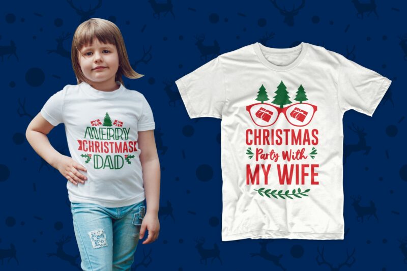 t-shirt vector Christmas t shirt design bundle vector, Typography Christmas designs for t-shirt, Christmas quotes t shirt design svg png psd