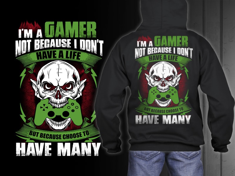 GAMER 1 Tshirt Designs PSD editable text and layers
