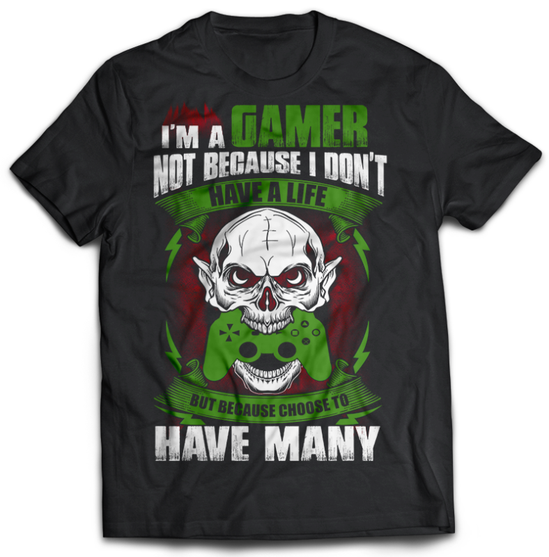 GAMER 1 Tshirt Designs PSD editable text and layers