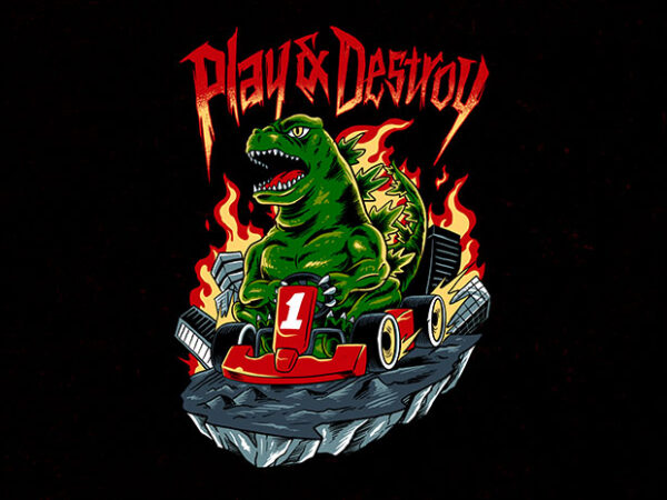 Play and destroy t shirt illustration