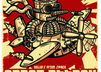 SPACE ATTACK t shirt template vector