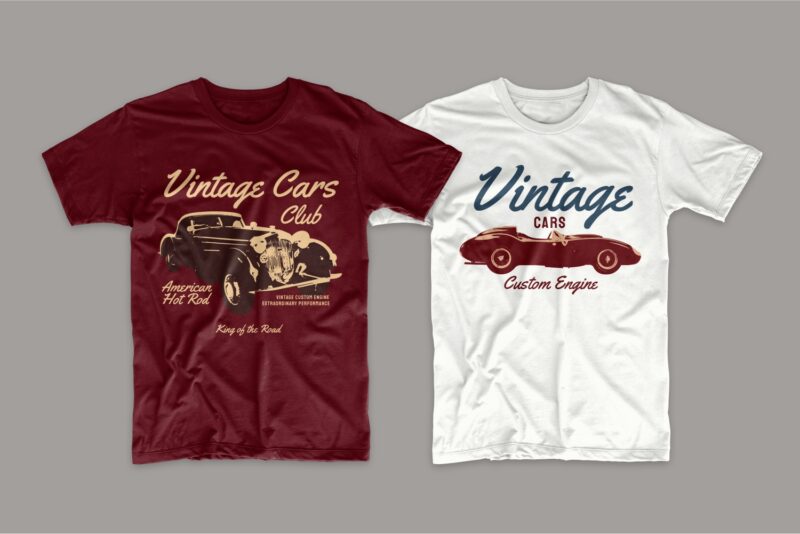 Car t shirt design bundle. Editable t-shirt designs bundle. Classic cars t-shirt design. Vintage t shirt design bundle. Retro t shirt designs bundle. Car logo design. Set of car t