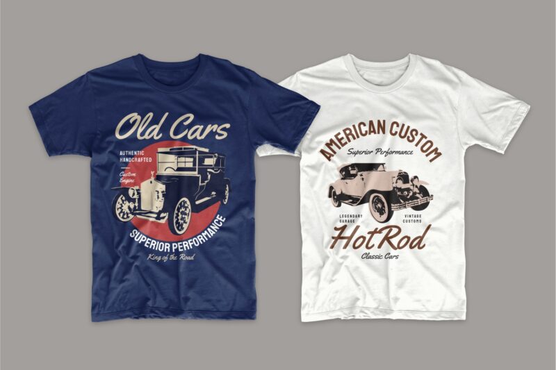 Car t shirt design bundle. Editable t-shirt designs bundle. Classic cars t-shirt design. Vintage t shirt design bundle. Retro t shirt designs bundle. Car logo design. Set of car t