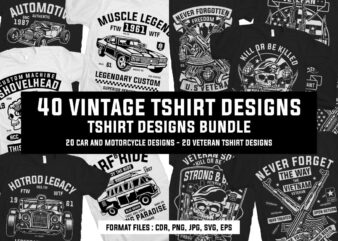 40 vintage tshirt designs bundle