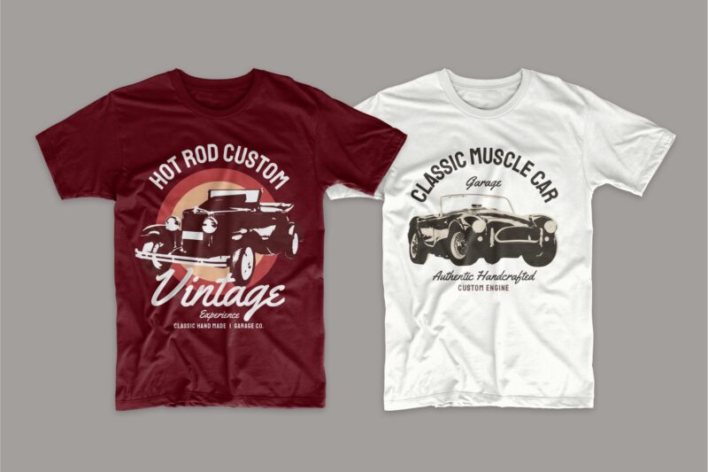Car t shirt design bundle. Editable t-shirt designs bundle. Classic cars t-shirt design. Vintage t shirt design bundle. Retro t shirt designs bundle. Car logo design. Set of car t