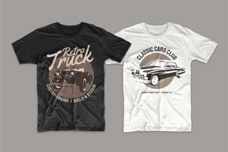 Car t shirt design bundle. Editable t-shirt designs bundle. Classic cars t-shirt design. Vintage t shirt design bundle. Retro t shirt designs bundle. Car logo design. Set of car t