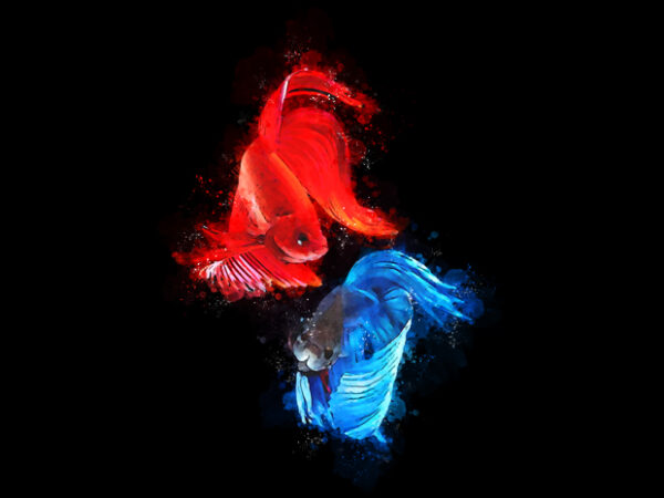 Blue vs red betta fish t shirt template