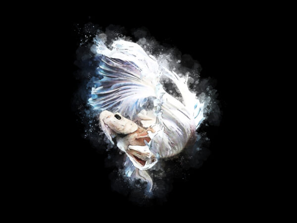 White betta fish t shirt design for sale