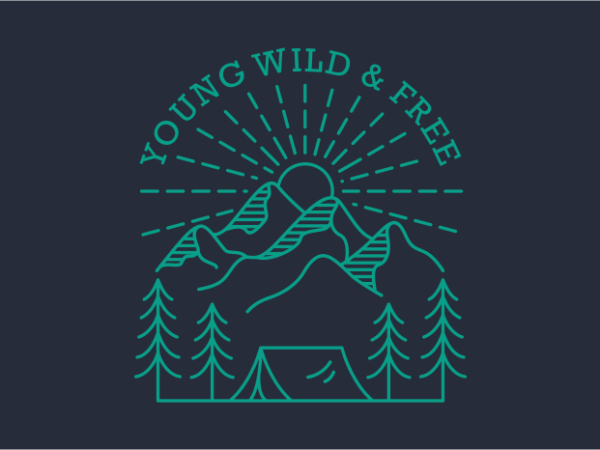 Young wild & free 3 t shirt design template