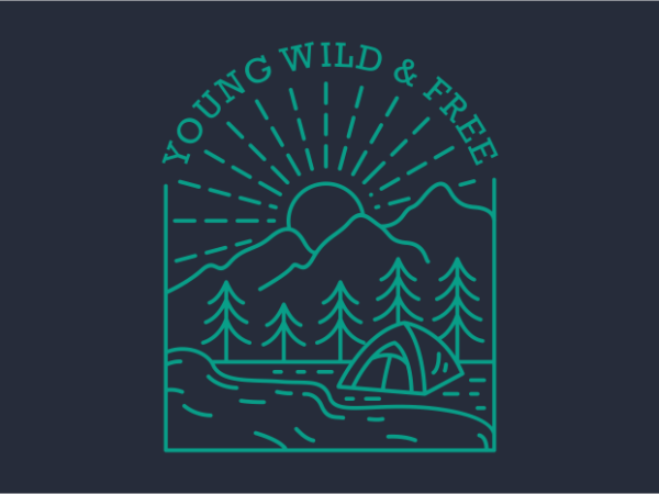 Young wild & free 2 t shirt design template