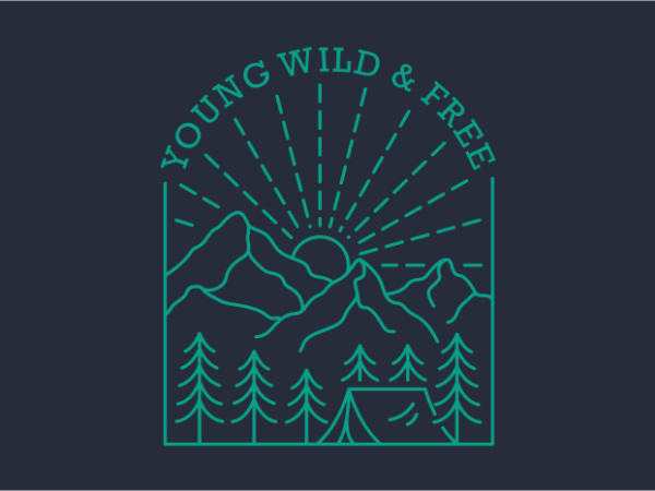 Young wild & free 1 t shirt design template