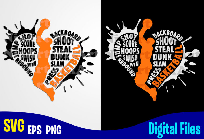 Basketball Heart, basketball, Basketball svg, Sports, Basketball Fan, Basketball Player, Funny Basketball design svg eps, png files for cutting machines and print t shirt designs for sale t-shirt design png