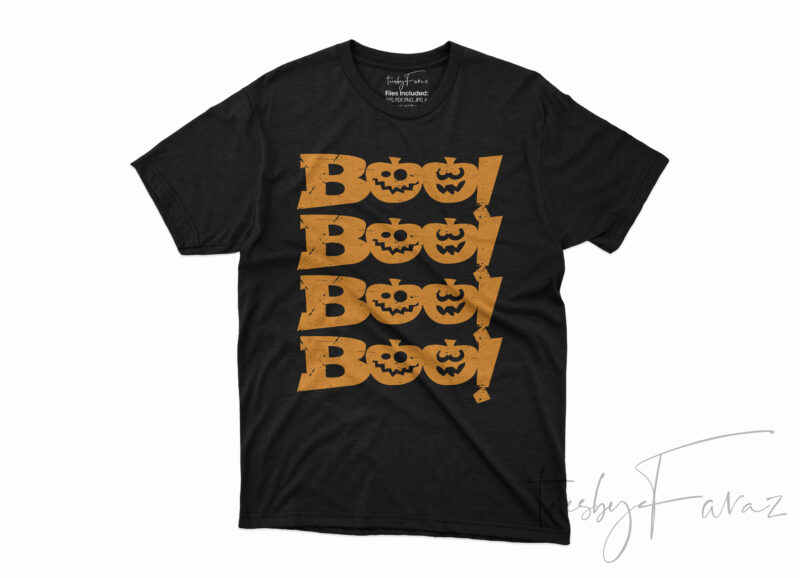 Halloween Art T shirt Design | Boo! Scary Pumpkins t Shirt art for sale