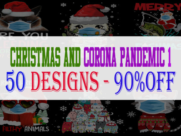 Christmas and corona pandemic bundle part 1 – 50 designs – 90% off