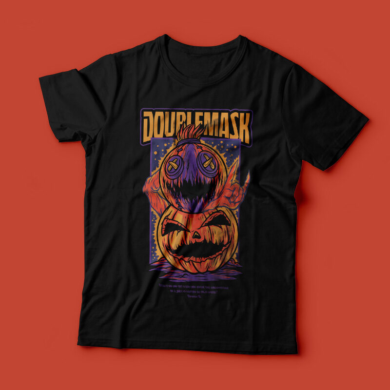 Double Mask Halloween Theme T-Shirt Design
