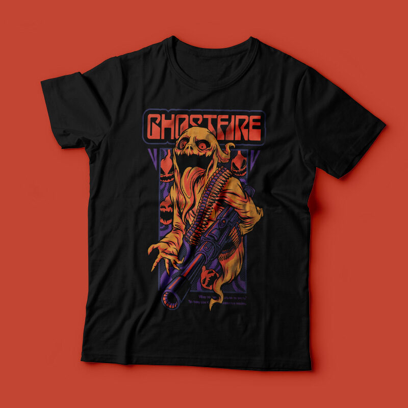 Ghost Fire Halloween Theme T-Shirt Design