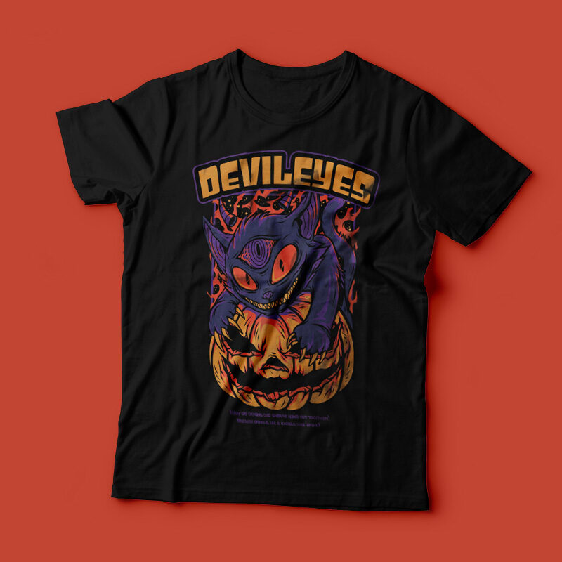 Devil Eyes Halloween Theme T-Shirt Design