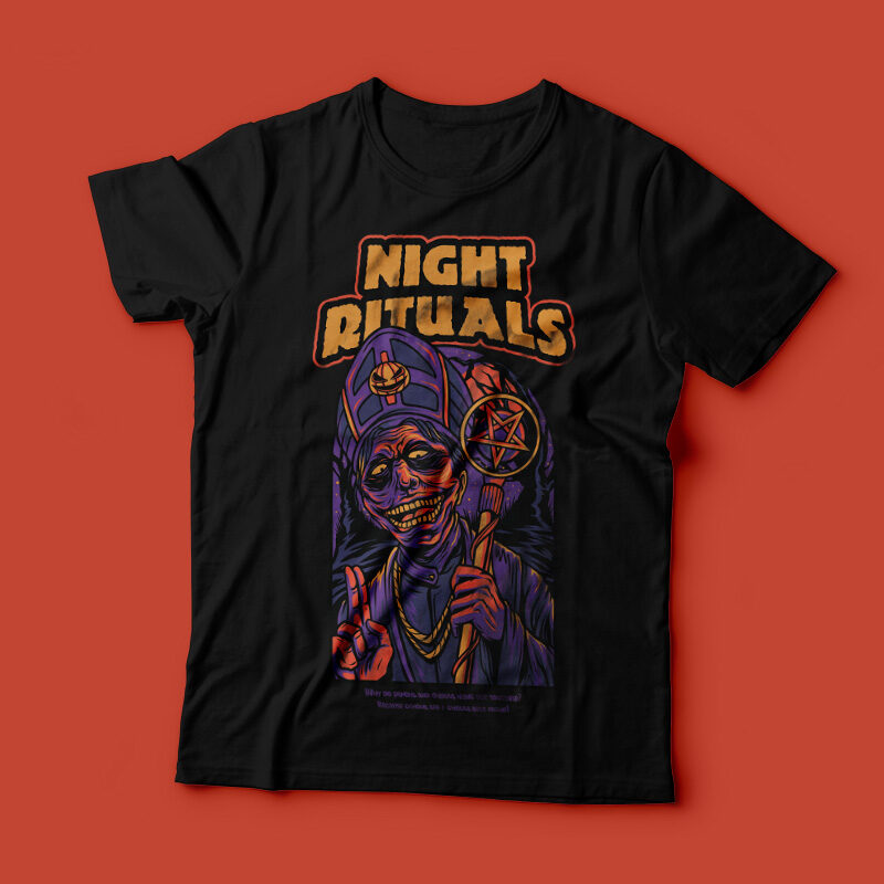 Night Rituals Halloween Theme T-Shirt Design